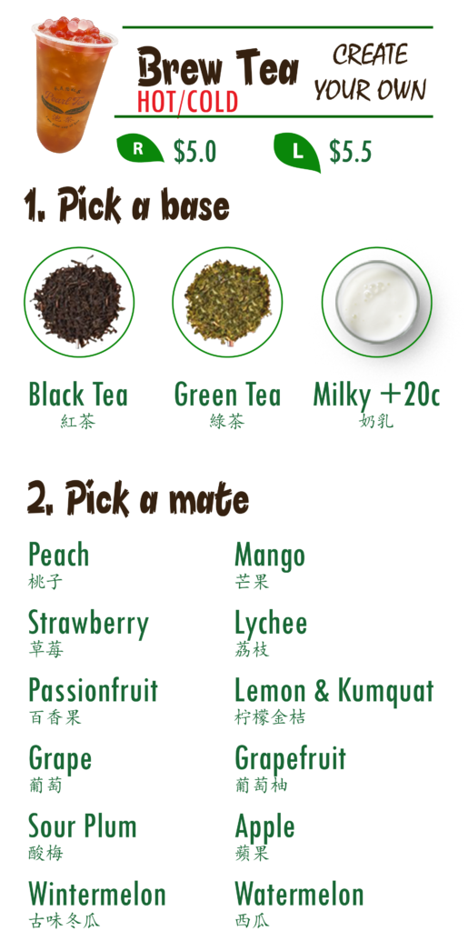 Brew Tea Menu